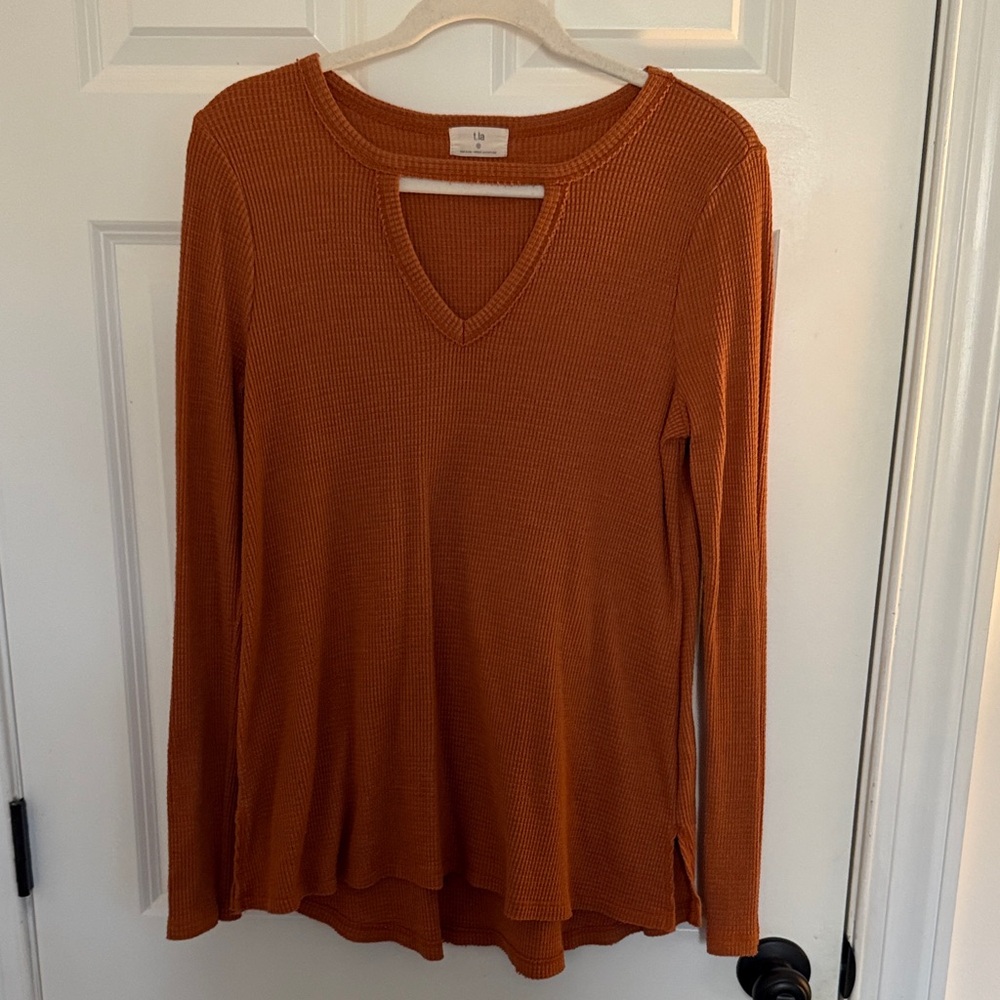 Anthropologie Burnt Orange V-Neck Tunic